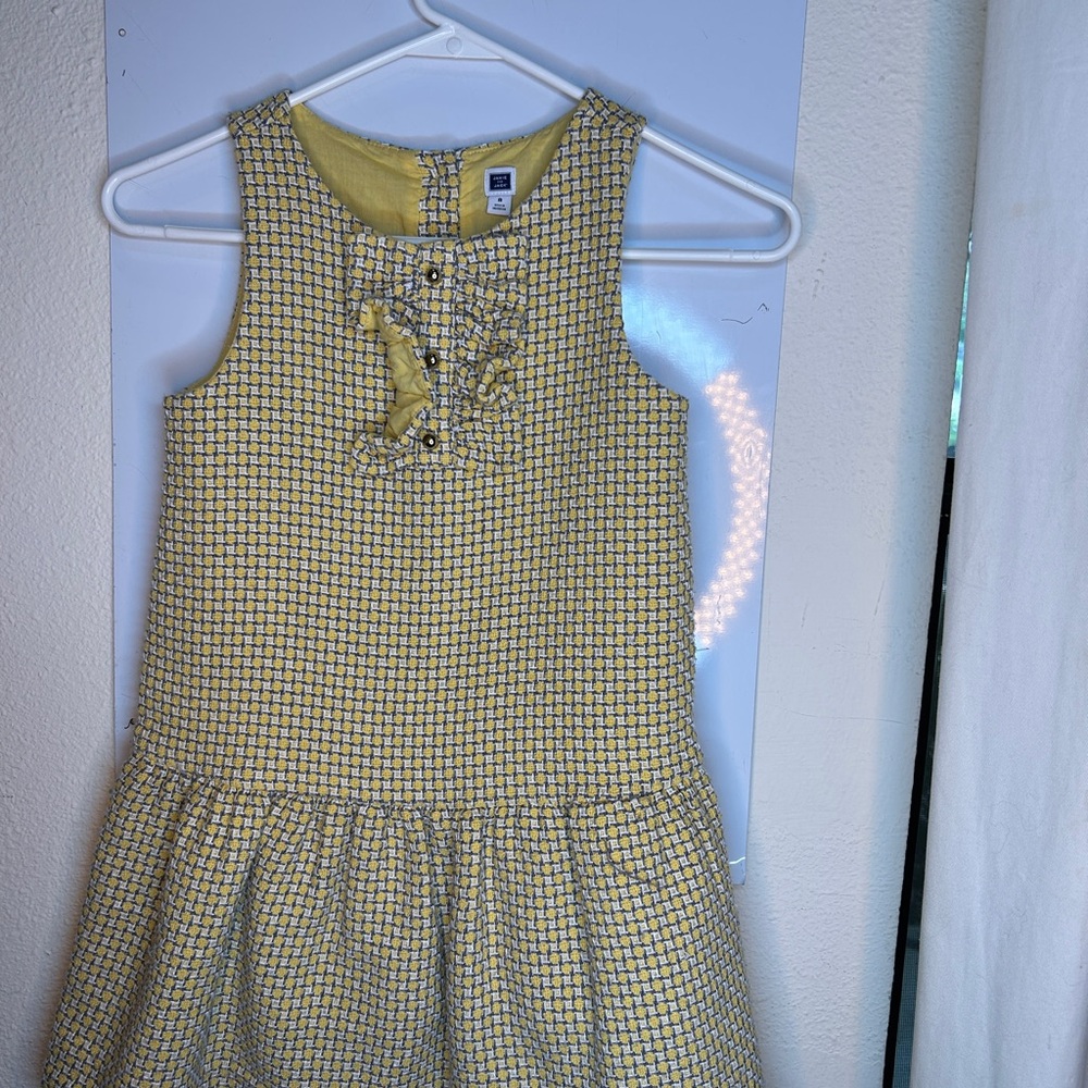 Janie and Jack Yellow and White Embellished Tie Front Sundress